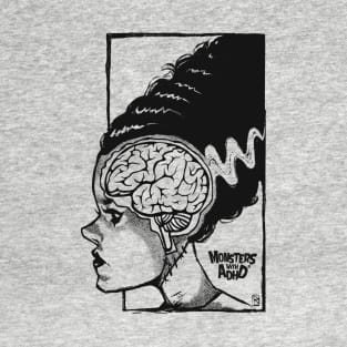 Frankeinstein Bride Brain - Black and White T-Shirt